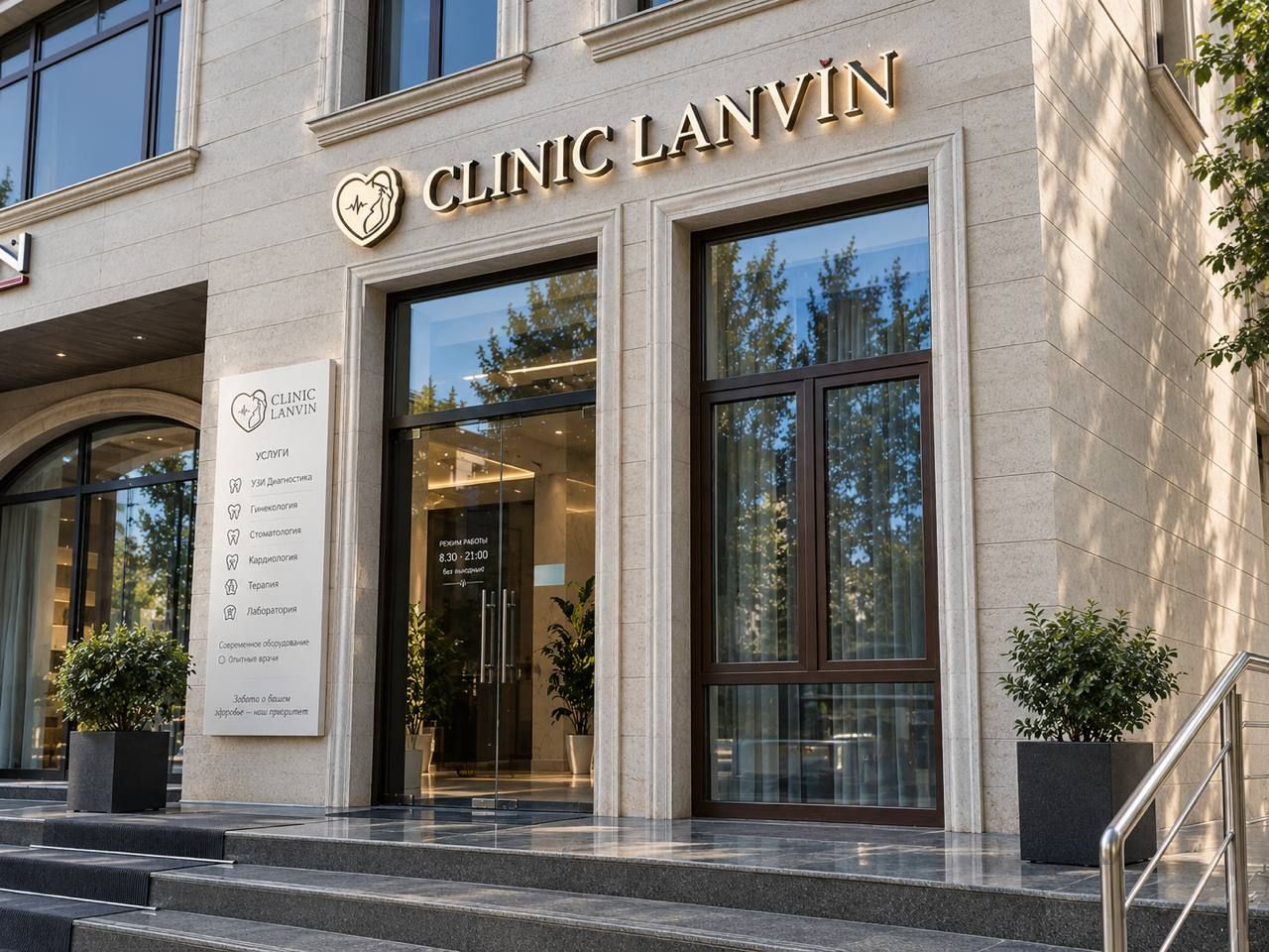Вход в Lanvin Clinic с улицы Нукусской, 74